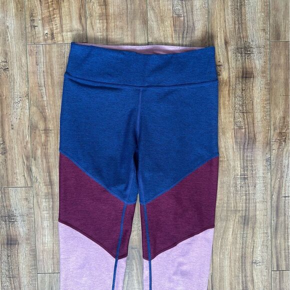 Outdoor Voices Women’s Tri Color Block Leggings Size Small Blue Burgundy Pink - Picture 2 of 8